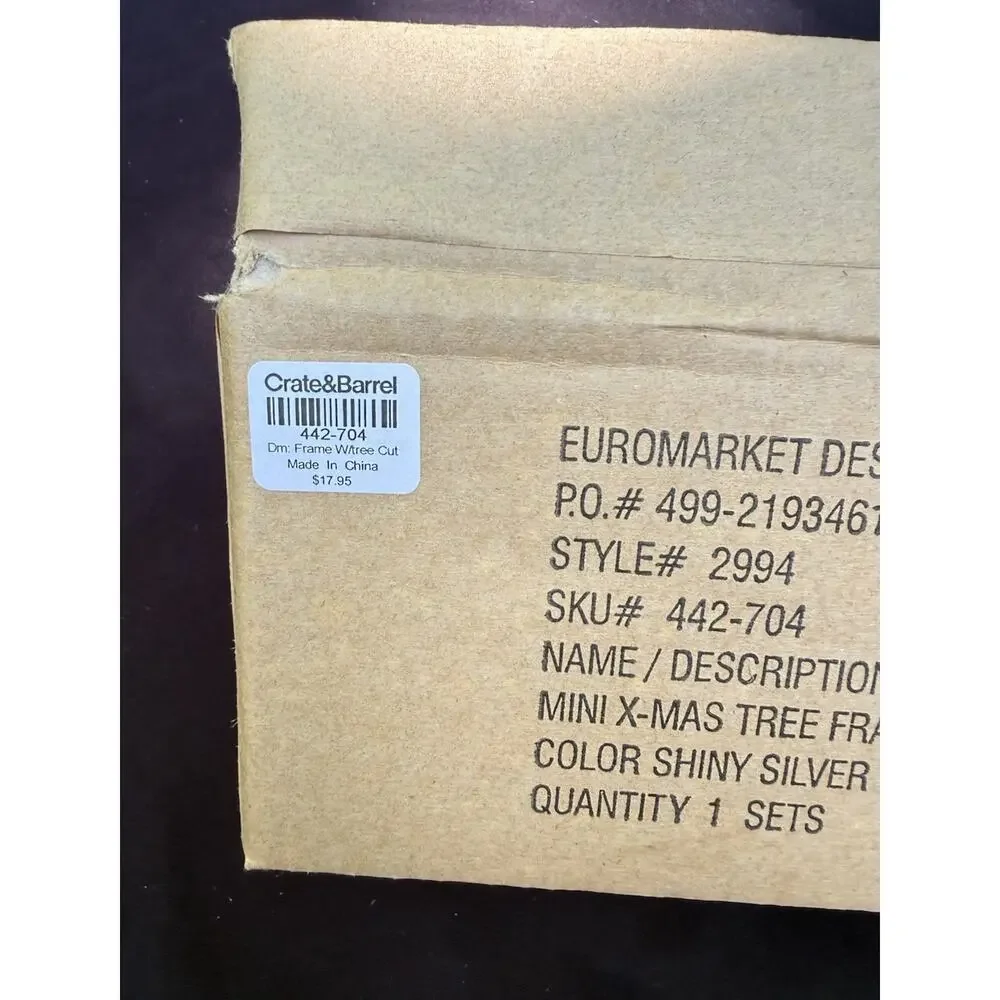 6 New Crate and Barrel Milano Photo Frame Christmas Tree Ornaments -46D